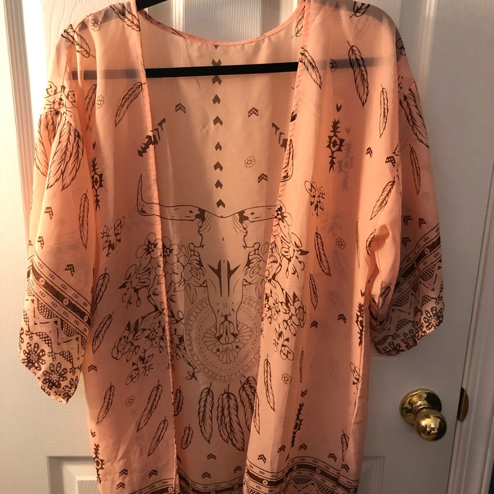 NWOT Peach sheer kimono